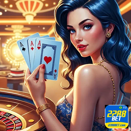 Imagem de um cassino online no site 2288bet com máquinas de azar e decoração vibrante